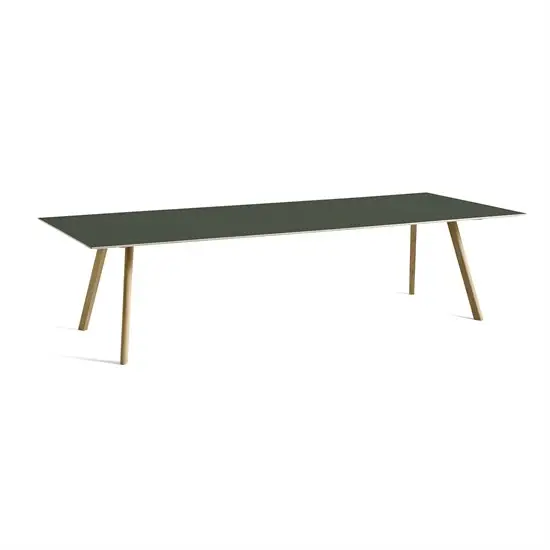 Hay bord - CPH30 table 300 x 120 cm - bordplade linoleum grøn/ben i eg med vandbaseret lak