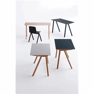 Image of Hay bord - CPH90 - skrivebord (ben i sæbebehandlet eg og top i white linoleum)