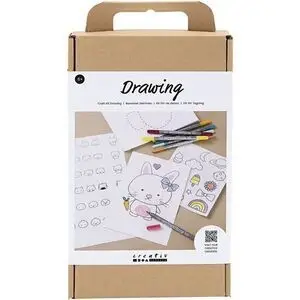 Creativ Company - DIY Kit Tegning, pastelfarver, Blandede figurer, 1 pk.