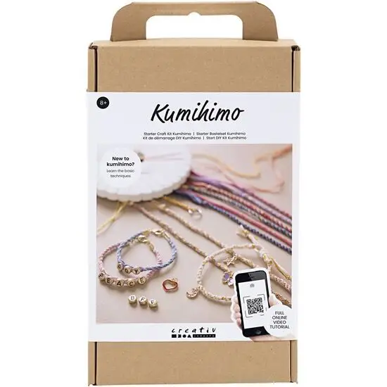 Creativ Company - Start DIY Kit Kumihimo - Venskabsarmbånd, 1 pk.