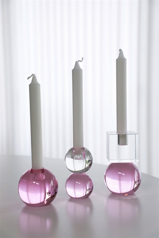C´est Bon Lysestage - Høj Oval Krystal Vase-Lysestage i Pink Ombre main image 0