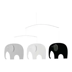 Flensted Mobiles - Elefantkomsammen mobile - Sort/grå/hvid 