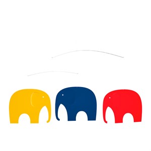 Flensted Mobiles - Elefantkomsammen mobile - Multifarve