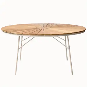 Cinas - Havebord - Ellen bord - Ø150cm - Sandfarvet/teak