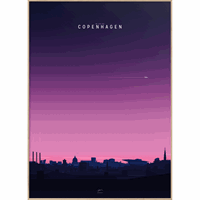 Enklamide - Illustration - We love you Copenhagen - Evening - 70x100 cm