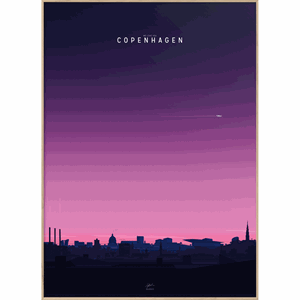 Enklamide - Illustration - We love you Copenhagen - Evening - 70x100 cm