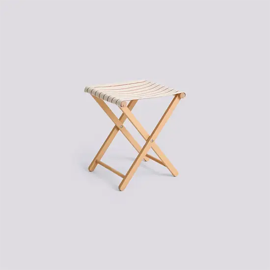 Hay - Outdoor Market Folding Stool-Beige with red stripe