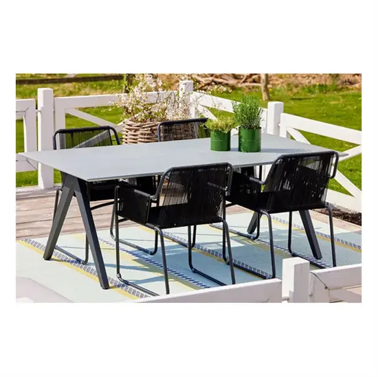 friis furniture - Anton bord - længde 200 cm - Fibercement med sorte ben