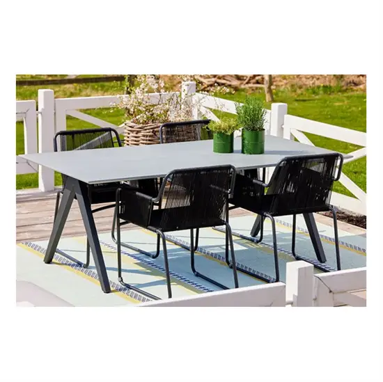 Friis Furniture - Havebord - 200x100 cm - Fibercement med sorte ben