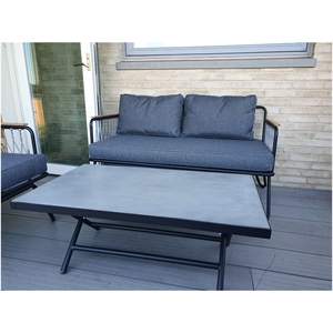 2. SORTERING - Friis furniture - Anholt loungesofa (2 personer) - lysegrå hynder og med sort stel 