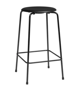 Fritz Hansen - Barstol - High Dot™ Counter stool 4-legs - Intense leather Black/Black Powdercoated base