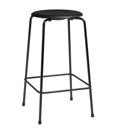 Fritz Hansen - Barstol - High Dot™ Counter stool 4-legs - Intense leather Black/Black Powdercoated base