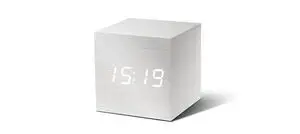 Gingko - Wooden Cube Click Clock White / White LED