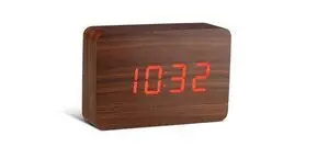 Gingko - Brick Click Clock Walnut / Red LED