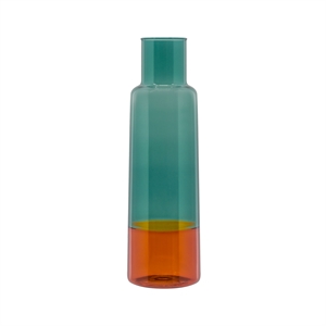 Flaskekøler i cylindrisk form med grøn top og orange bund, elegant og moderne design.