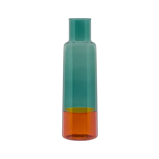 Flaskekøler i cylindrisk form med grøn top og orange bund, elegant og moderne design.