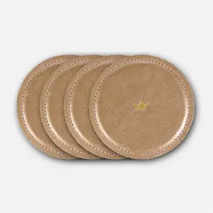 DutchDeluxes - Coaster set of 4 - Glasbrik - Guld læder
