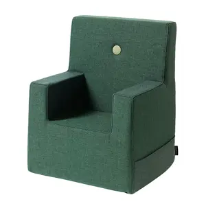 By KlipKlap børnestol - KK Kids chair XL - Dyb grøn med lysegrøn knap