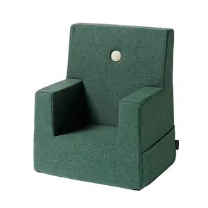 By KlipKlap børnestol - KK Kids chair - Dyb grøn med lysegrøn knap