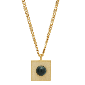 Image of Louise Kragh - Halskæde - Minisquare - Guld/Dark green