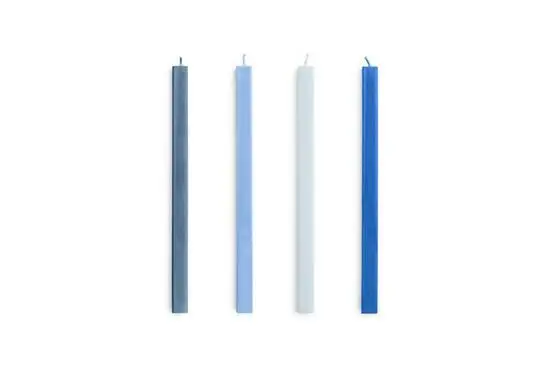 Hay - Square Candle - Blues, Set of 4