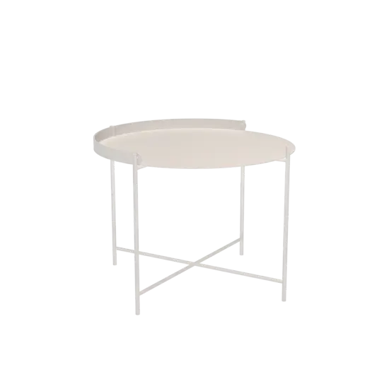 Rundt bakke-bord i muted hvid med slanke ben og minimalistisk design fra Houe.