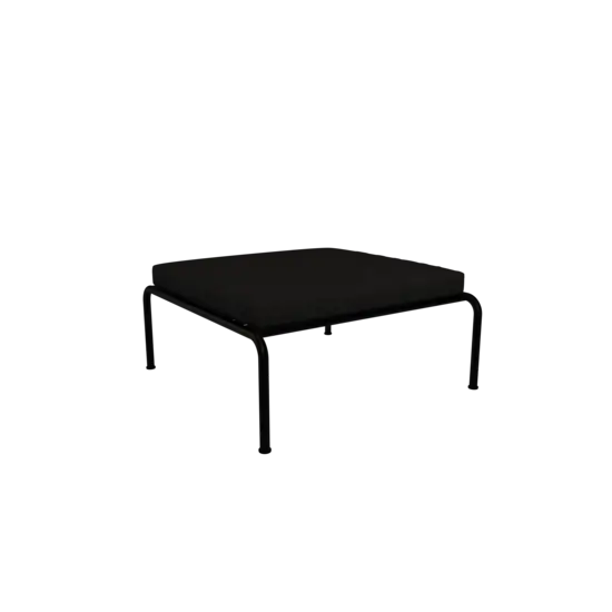 Mørkegrå pude på sort stel, firkantet design, enkel og moderne stil.