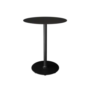 Sort barbord med rund top og base, slank og moderne stil.
