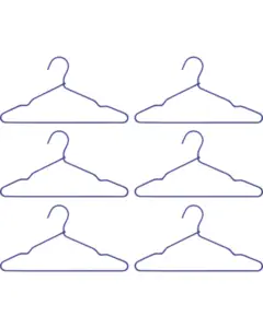 Seks blå bøjler med enkelt design arrangeret i to rækker.