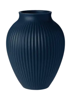 Knabstrup Keramik - Knabstrup vase H 27 cm ripple mat dark blue