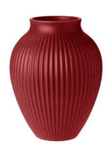 Knabstrup Keramik - Knabstrup vase H 27 cm ripple soft cherry red
