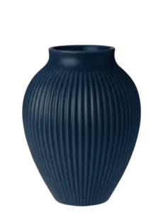 Knabstrup Keramik - Knabstrup vase H 20 cm ripple mat dark blue