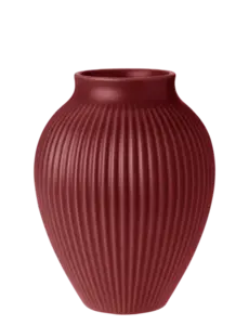 Knabstrup Keramik - Knabstrup vase H 20 cm ripple soft cherry red