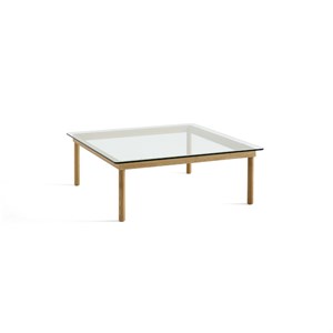 HAY - Kofi Table - 100 x 100 cm - ben eg (vandbaseret lak) og klar glasplade