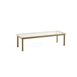 HAY - Kofi Table - 140 x 50 cm - ben lakeret eg og klar reeded glasplade