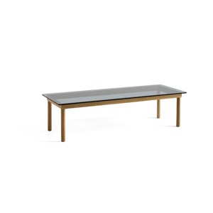 HAY - Kofi Table - 140 x 50 cm - ben eg lakeret og grey tinted glasplade - grålig glasplade
