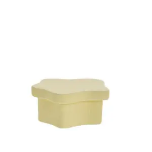 Gul bølget beholder med låg fra Lene Bjerre, moderne design, del af Brime-kollektionen.