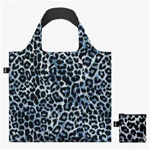 Genanvendelig blå leopardmønstret taske med matchende mindre pung.