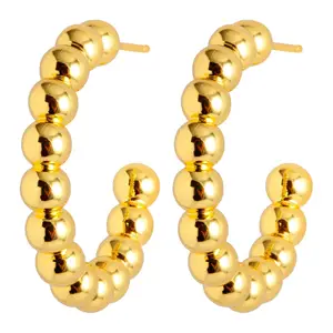 LULU Copenhagen - Øreringe - Color Ball Hoops - Large - Guld