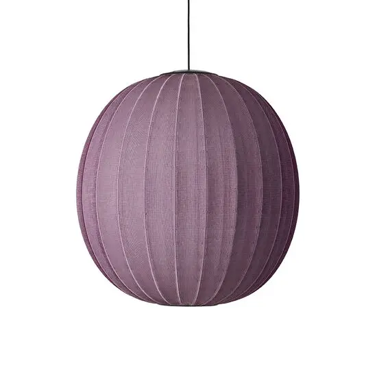 Rund burgunder pendellampe med strikket overflade, diameter 75 cm, højde 69 cm, dæmpbar LED.