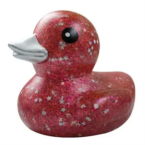 Badeand med glimmer, pink, 8 cm. / Bath duck with glitter, pink, 8 cm.