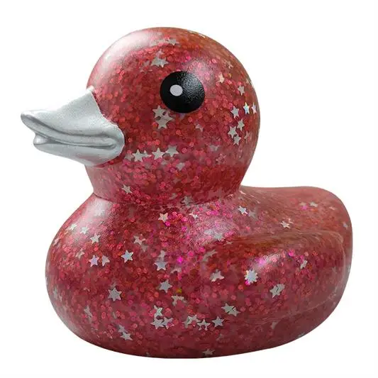 Badeand med glimmer, pink, 8 cm. / Bath duck with glitter, pink, 8 cm.