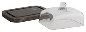 Smørkasse med mørk marmorbund og gennemsigtigt låg med rund knop, fra Mette Ditmer.