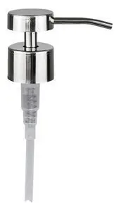 Krompumpe med skinnende overflade, buet tud og gennemsigtigt rør.