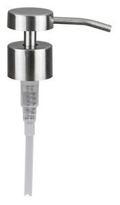 Stålpumpe med cylindrisk top og buet tud, der strækker sig fra toppen.