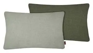 To grønne rektangulære pudebetræk med synlig tekstur, lysegrøn og mørkegrøn nuance.
