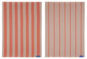 Mette Ditmer - Stripes Viskestykke - 50x70 - Latte - Sæt med 2 styk