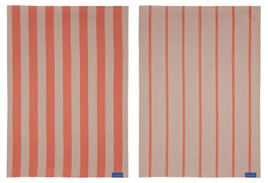 Mette Ditmer - Stripes Viskestykke - 50x70 - Latte - Sæt med 2 styk