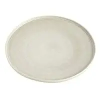 Rund middagstallerken med fladt design i sandfarve. Minimalistisk og enkel stil.