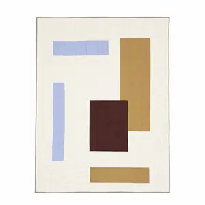 Moudhome - PATCH quiltet tæppe 130x170 cm - blå/beige/brun